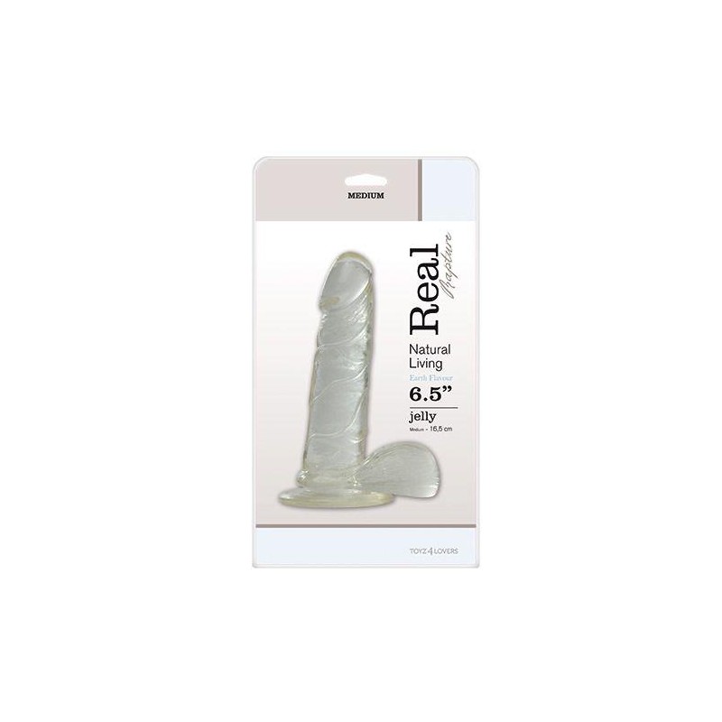 Żelowy penis dildo żyłki jądra przyssawka sex 16cm